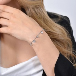 Bracciale Donna Luca Barra BK2616 In Acciaio Con Cuori E Cristalli