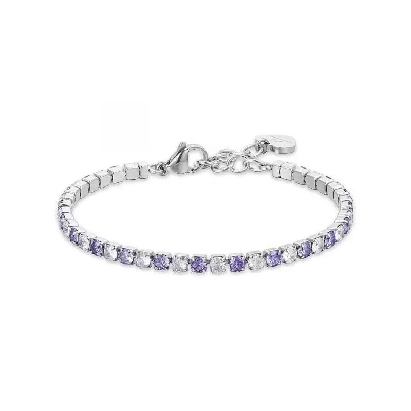 Bracciale Donna Luca Barra BK2638 Tipo Tennis Con Cristalli Viola E Trasparenti