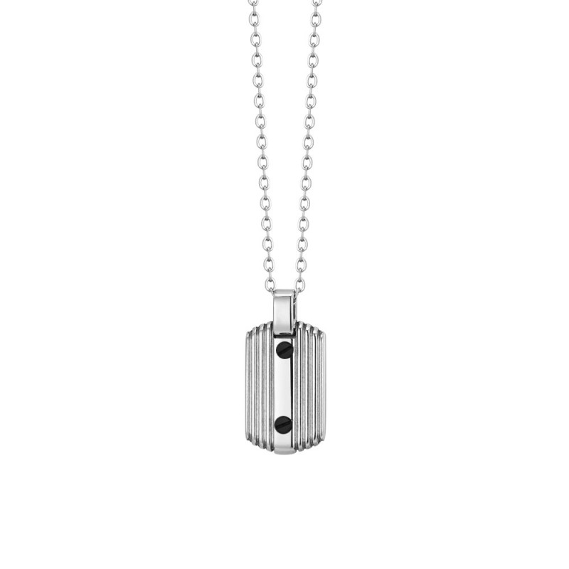 Collana Donna Luca Barra CA498 In Acciaio Con Piastra Con Particolari Neri
