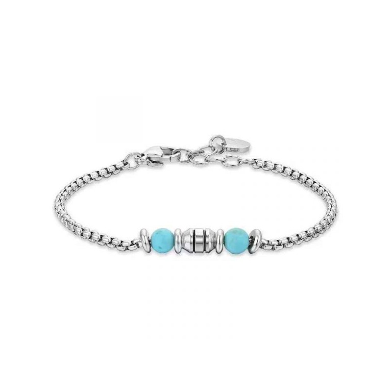 Bracciale Bambino Luca Barra JB218 In Acciaio Con Pietre Turchesi