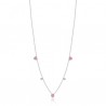 Collana Bimba Luca Barra JC146 In Acciaio Con Cuori Rosa E Cristalli