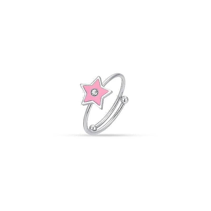 Anello Bambina Luca Barra JA114 In Acciaio Con Stella E Smalto Rosa