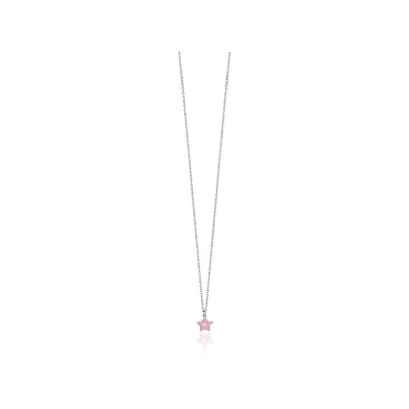 Collana Bambina Luca Barra JC142 In Acciaio Con Stella Con Smalto Rosa