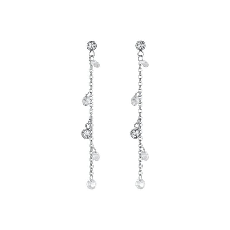 Orecchini Donna Luca Barra OK1344 Pendenti In Acciaio Con Cristalli Trasparenti