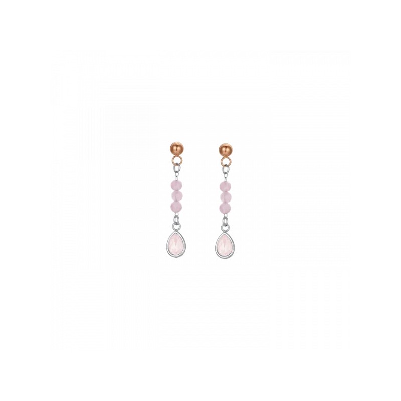Orecchini Donna Luca Barra OK1349 Con Cristallo Rosa A Goccia E Agata Rosa