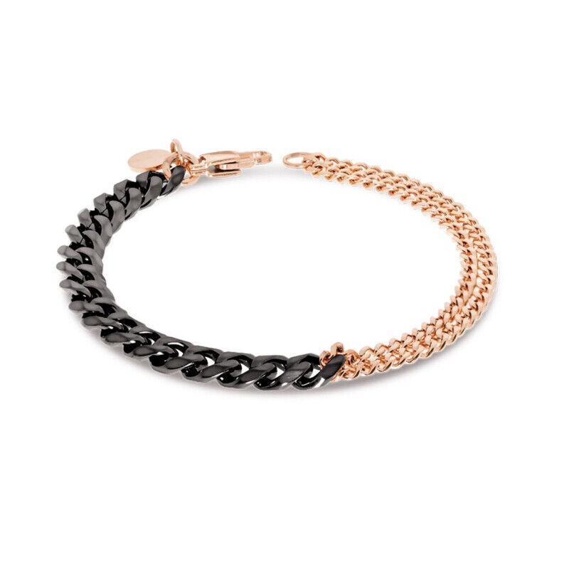 Bracciale Uomo Liu-Jo MLJ484 In Acciaio Bicolore Nero E Rosé