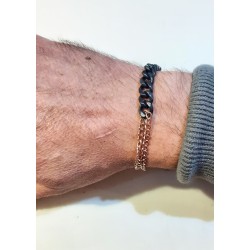 Bracciale Uomo Liu-Jo MLJ484 In Acciaio Bicolore Nero E Rosé