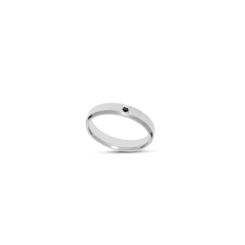 Anello Uomo Liu-Jo MLJ498M28 In Acciaio A Fascia Con Cristallo Nero