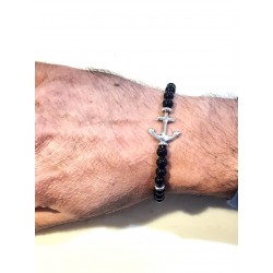 Bracciale Uomo Liu-Jo MLJ439 In Acciaio Con Pietre Nere E Ancora