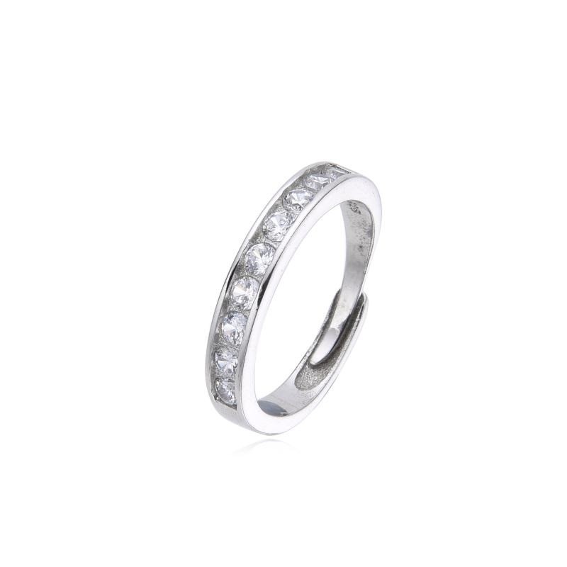 Anello Donna Trova Gioielli 5554 In Argento Tipo Veretta A Binario Con Zirconi