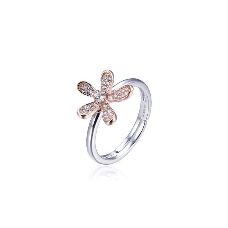 Anello Donna Trova Gioielli 2321-BR In Argento Con Fiore Rosé E Zirconi