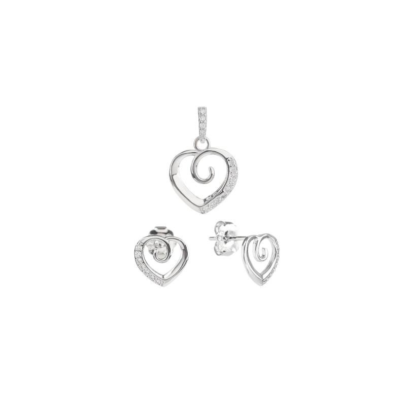 Completo Donna Trova Gioielli 7966 Ciondolo E Orecchini A Forma Di Cuore