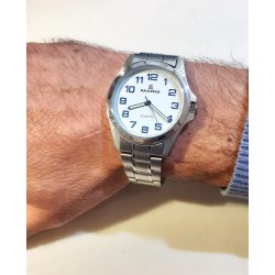 Orologio Uomo Margi 12456 Classico Con Quadrante Bianco E Cinturino Acciaio