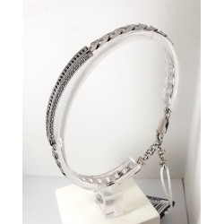 Bracciale Uomo Sovrani J9306 In Argento Con Piastra Centrale E Cristalli Neri