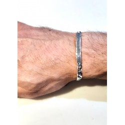 Bracciale Uomo Sovrani J9306 In Argento Con Piastra Centrale E Cristalli Neri