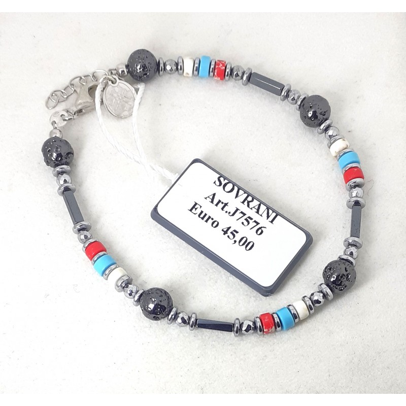 Bracciale Uomo Sovrani J7576 Con Pietre Multicolore Ed Elementi Antracite