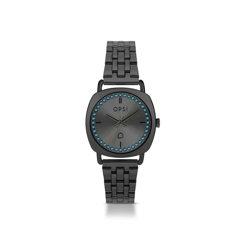 Orologio Donna OPSOBJECTS RING DIAMOND OPSPW-1012 Con Cassa E Cinturino Antracite