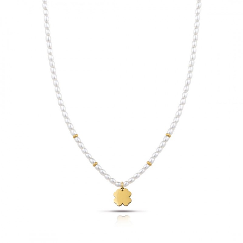 Collana Donna OPSOBJECTS FUNNY PEARLS OPSCL-844 Con Perle E Quadrifoglio