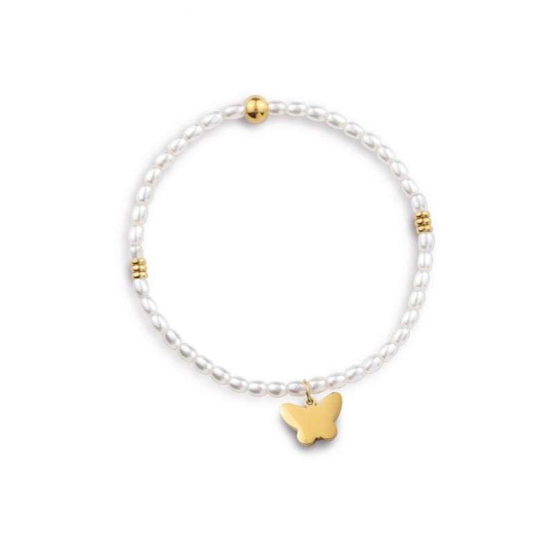 Bracciale Donna Elastico OPSOBJECTS FUNNY PEARLS OPSBR-824 Con Perle E Farfalla