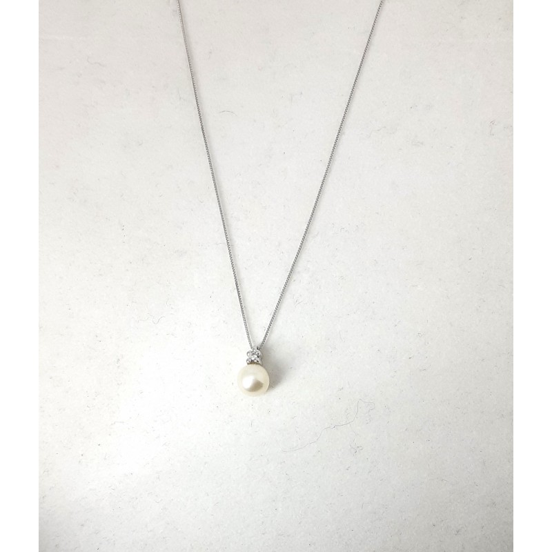 Collana Donna MIKIKO MD1017O4FABI060L In Oro Bianco Con Perla E Diamante