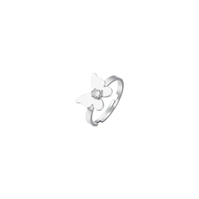 Anello Donna Luca Barra ANK518 In Acciaio Co Farfalla E Zircone