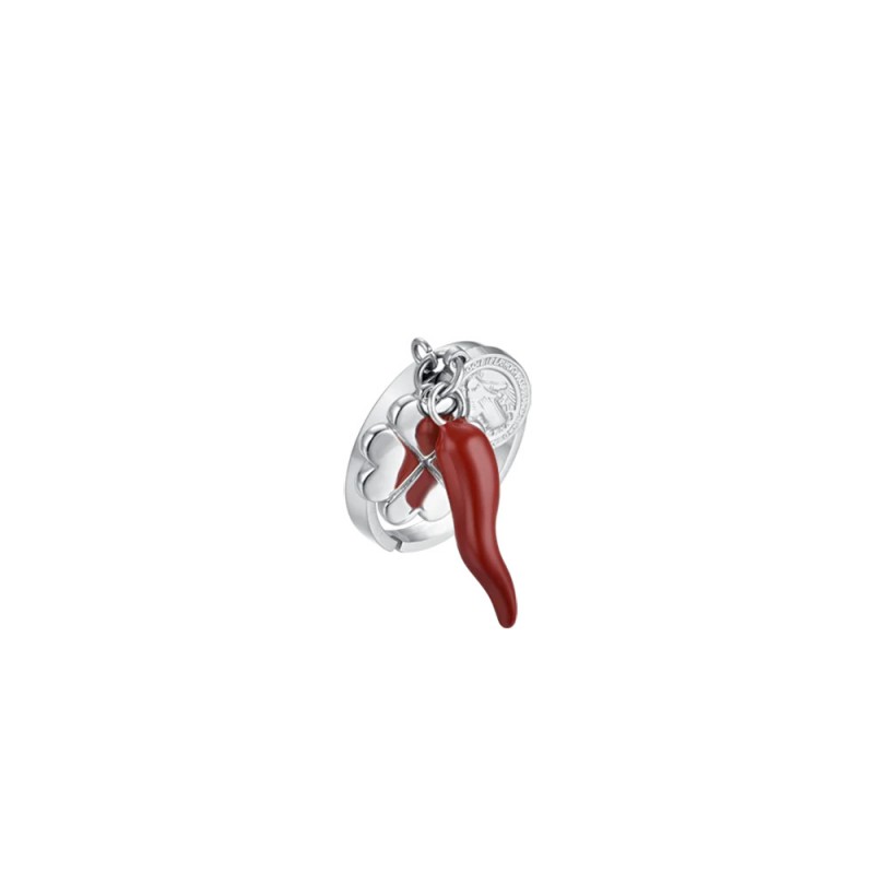 Anello Donna Luca Barra ANK485 Con Quadrifoglio Madonnina Miracolosa E Cornetto