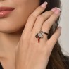 Anello Donna Luca Barra ANK485 Con Quadrifoglio Madonnina Miracolosa E Cornetto