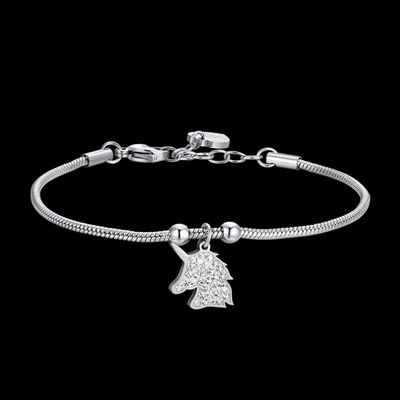 Bracciale Donna Luca Barra BK2657 In Acciaio Con Pendente Unicorno Con Strass