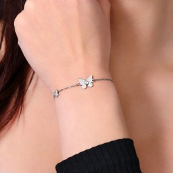 Bracciale Donna Luca Barra BK2650 In Acciaio Con Farfalle E Zircone