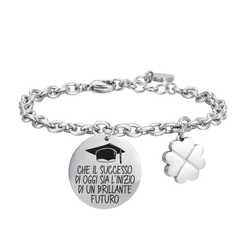 Bracciale Donna Luca Barra BK2487 Con Cappello Laurea E Frase Bene Augurante