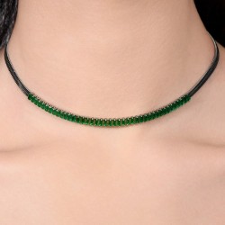 Collana Donna Luca Barra CK2011 In Acciaio Con Cristalli Baguette Verdi