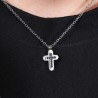 Collana Uomo Luca Barra CA504 In Acciaio Con Croce Con Cristalli Neri