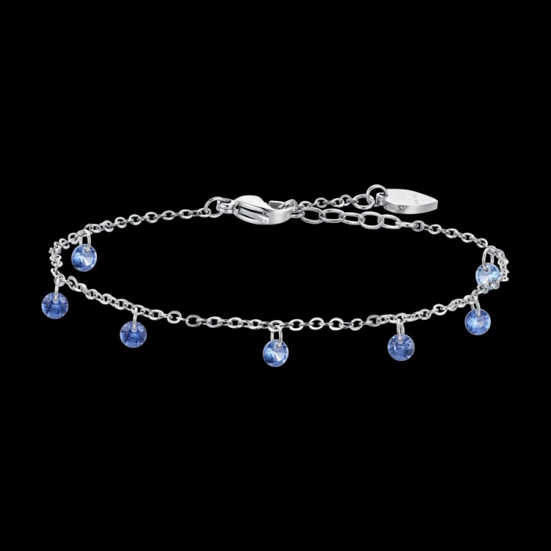 Cavigliera Donna Luca Barra CV146 In Acciaio Con Zirconi Blu