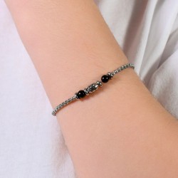 Bracciale Bambino Luca Barra JB219 In Acciaio Con Pietre Nere