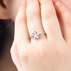 Anello Bimba Luca Barra in acciaio con fiore smaltato JA102