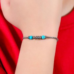 Bracciale Bambino Luca Barra JB218 In Acciaio Con Pietre Turchesi