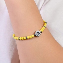 Bracciale Bimbo Luca Barra JB212 In Acciaio Con Pietre Gialle E Timone
