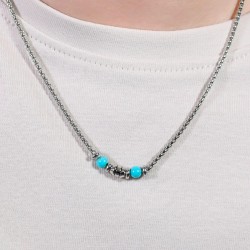 Collana Bimbo Luca Barra JC149 In Acciaio Con Pietre Turchesi