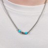 Collana Bimbo Luca Barra JC149 In Acciaio Con Pietre Turchesi