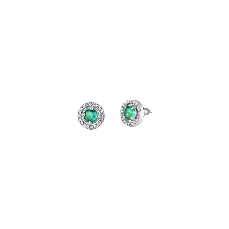 Orecchini Donna Luca Barra OK1358 In Acciaio Con Cristallo Verde E Strass