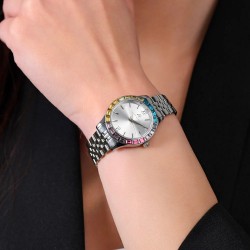Orologio Donna Luca Barra BW381 In Acciaio Con Cristalli Multicolore