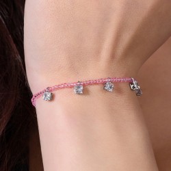 Bracciale Donna Luca Barra BK2679 In Acciaio Con Cristalli Rosa E Zirconi Quadrati