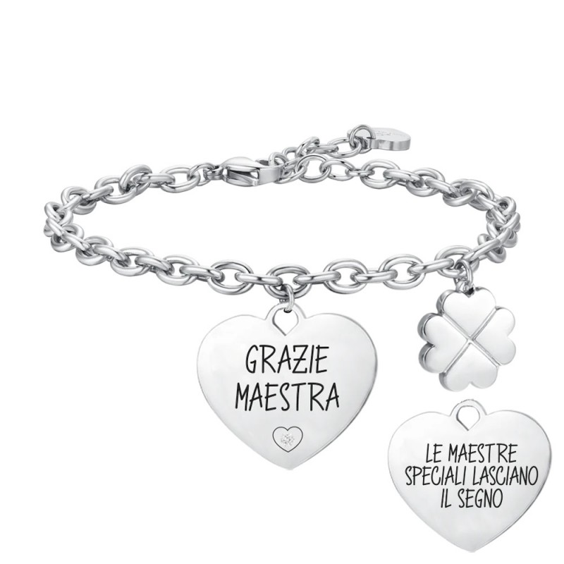 Bracciale Donna Luca Barra BK2489 Con Cuore E Scritta "Grazie Maestra"