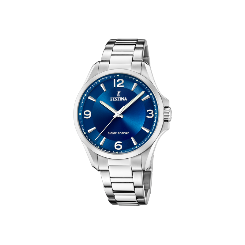 Orologio Uomo Festina F20656/2 Solo Tempo A Carica Solare Con Quadrante Blu