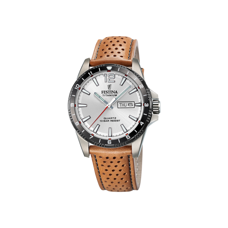 Orologio Uomo Festina F20699/1 Con Cassa In Titanio E Cinturino Pelle Marrone