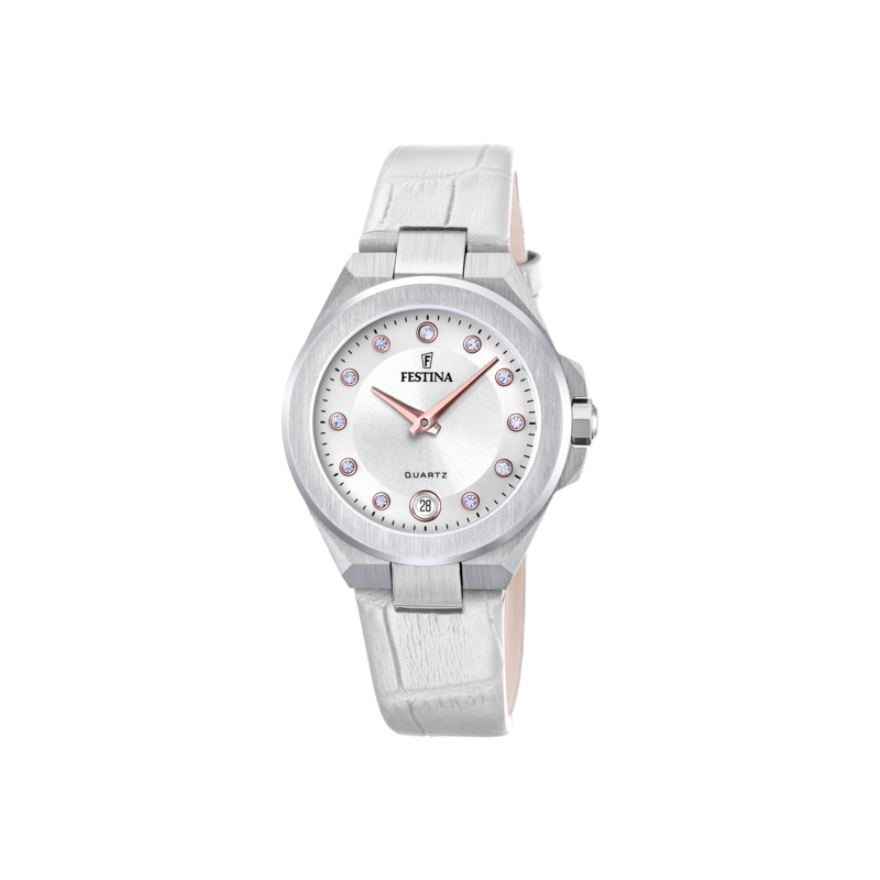 Orologio Donna Festina F20701/1 Solo Tempo Con Cinturino in Pella Bianca