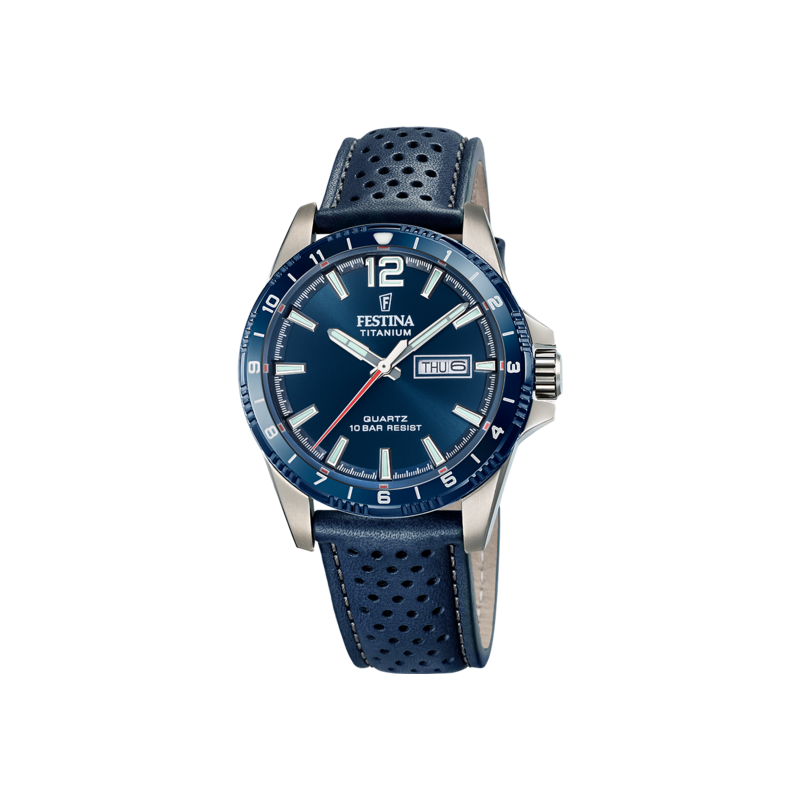 Orologio Uomo Festina F20699/2 Con Cassa In Titanio E Cinturino In Pelle Blu