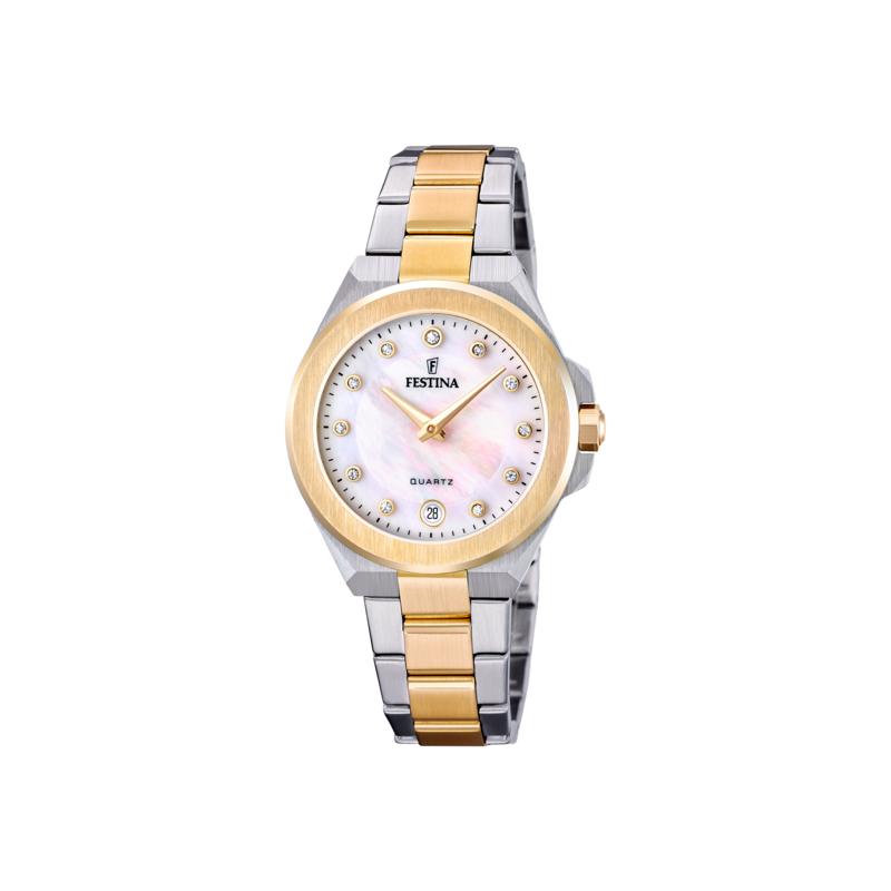 Orologio Donna Festina F20702/1 In Acciaio Bicolore Con Quadrante Bianco Madreperla