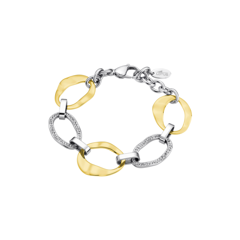 Bracciale Donna Lotus Style  LS1672/2/2 In Acciaio Bicolore A Catena Con Strass