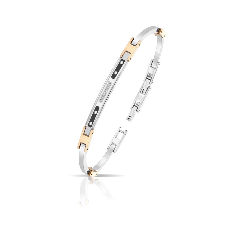 Bracciale Uomo ARKANO ABA004BB In Acciaio Con Diamanti E Particolari Rosé